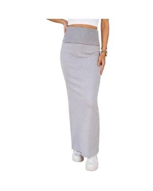 Dipped Shop Hip Wrap Maxi Knit Skirt - Gray