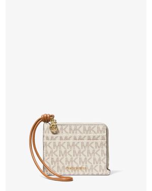 Michael Kors Jet Set Small Signature Logo Card Case Wristlet - White