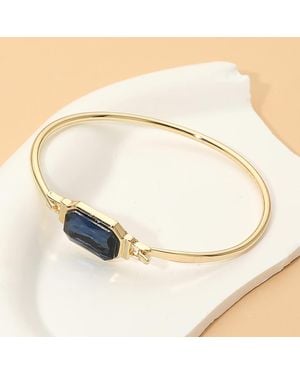 Fashnzfab Faceted Rectangular Stone Accent Bangle Bracelet - Metallic
