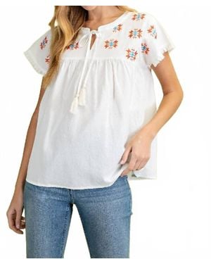 Love Aztec Embroidered Blouse - White
