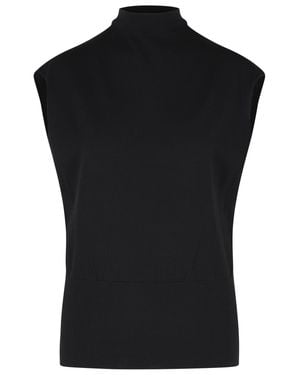 Jonathan Simkhai Sleeveless Viscose Blend Top With Raised Neckline - Black