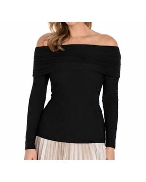 FRANK LYMAN Off- Shoulder Ruched Pullover Top - Black