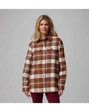 Columbia Point Creek Shirt Jacket Camel Buffalo Check Jax10 - Brown