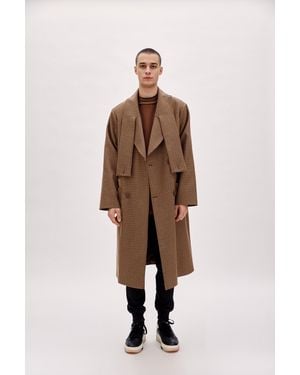 Pcfg Wool & Cashmere Blend Houndstooth Long Coat - Natural