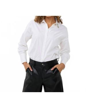 EsQualo Poplin Broche Blouse - White