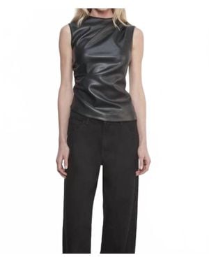 Enza Costa Leather Twist Top - Black