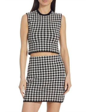 ATM Shepherd Check Jacquard Cropped Sweater - Black
