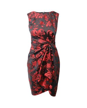 Jason Wu Draped Floral Print Sleeveless Dress - Red