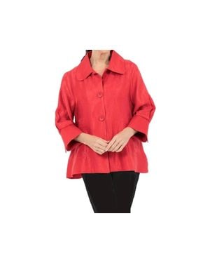 Dame Wide-Collar Short Swing Jacket - Red
