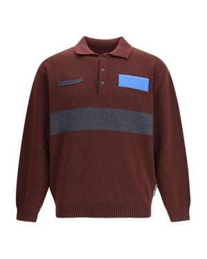 GR10K Striped Logo Buttoned Jacket - Red