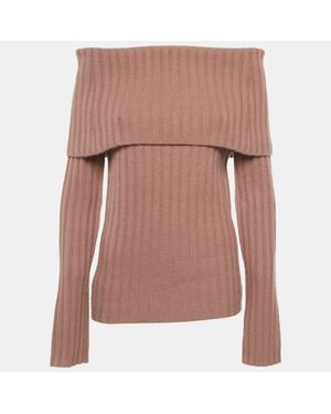 Theory Rib Knit Off-Shoulder Sweater - Pink