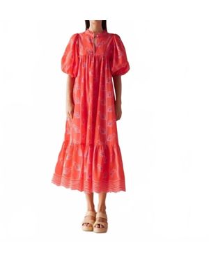 Omika Vani Papaya Wren Midi Dress - Red
