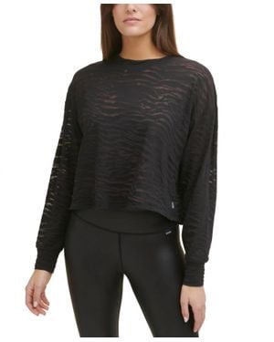 DKNY Tiger Burnout Crop T-Shirt - Black