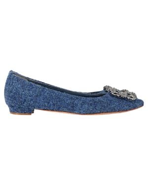 Manolo Blahnik Hangisi Embellished Flats - Blue