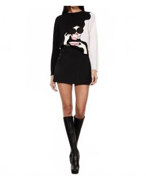 Alice + Olivia Gleeson Stace Face Pullover Sweater - Black