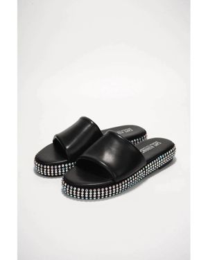 Cape Robbin Damdam Studded Sole Flat Slide Sandals - Black