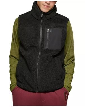 BASS OUTDOOR Vest Sherpa Fleece Sleeveless Full Zip Outdoor Fts123 - Black