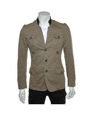 Just Cavalli Cotton Cargo Pocket Button Front Jacket - Green