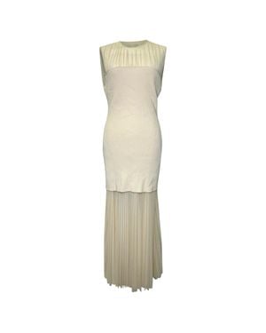 Proenza Schouler Niki Layered Pleated Jersey And Ribbed Midi Dress - Natural
