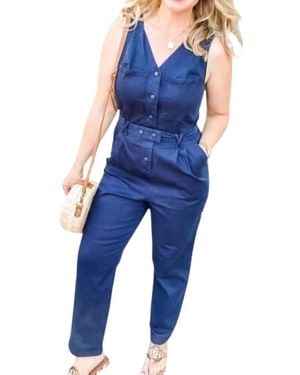 Skies Are Blue Sailor Jumpsuit - Blue