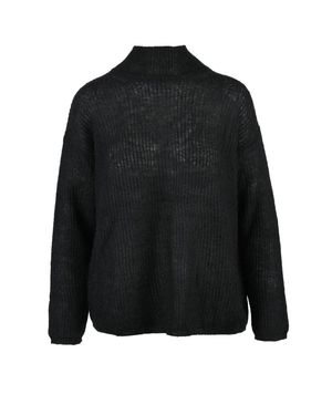 MM by Max Mara Textured High-Neck Sweater With Voluminous Design - Black