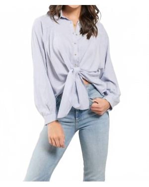Blu Pepper Front Tie Woven Top - Blue