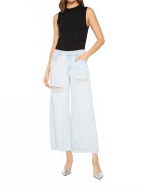 mica denim High Rise Distressed Wide Leg Jeans - White