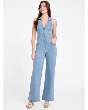 Guess Eco Layna Wide-Leg Denim Jumpsuit - Blue