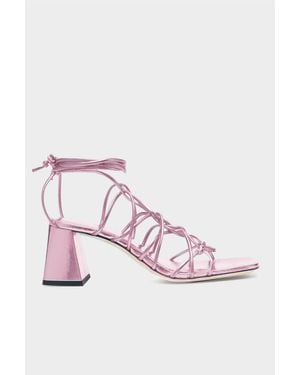 BY FAR Alexander Metallic Leather Sandals - Pink