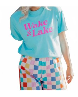 Katydid Wake And Lake Graphic Cotton Tee - Blue