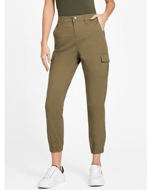 Guess Gillianne Faux-Leather Cargo Sweatpants - Green
