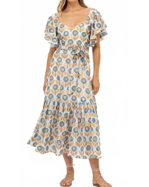 Oliphant Belted Flirty Maxi Dress - Multicolor