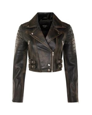 TruClothing Real Leather Short Cropped Length Brando Style Biker Jacket - Black