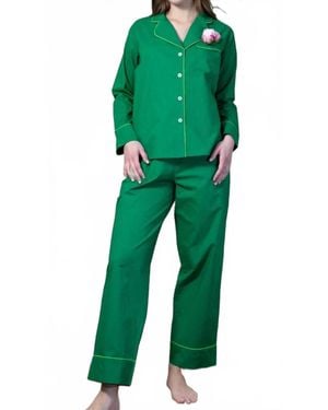 Denise Rae Sleeper Long Sleeve Pajama Set - Green