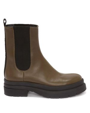 JW Anderson Combat Ankle-High Elastic Panels Leather Ankle Boots - Brown