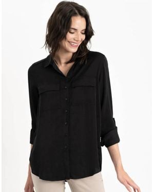 Renuar Woven Long Sleeve Blouse - Black