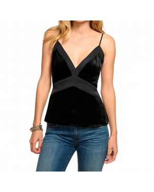 Ramy Brook Otis Velvet V-Neck Cami Tank Top - Black