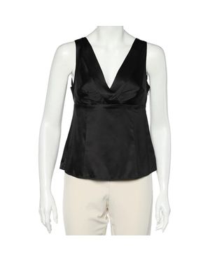 Armani Collezioni Silk Satin Sleeveless Top - Black