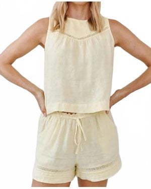 Bella Dahl Sleeveless Trimmed Yoke Seam Top - White