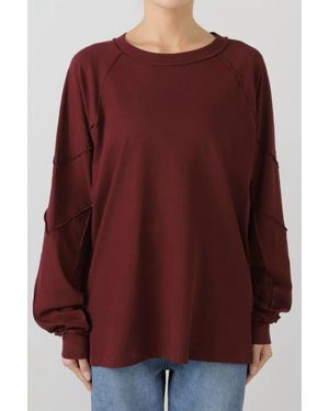 6397 Inside Out Long Sleeve Raglan Top - Red