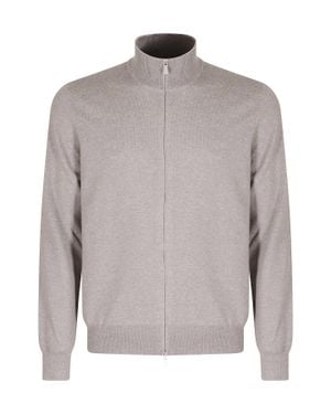 Tagliatore Dove Full-Zip Merino Wool Turtleneck - Gray