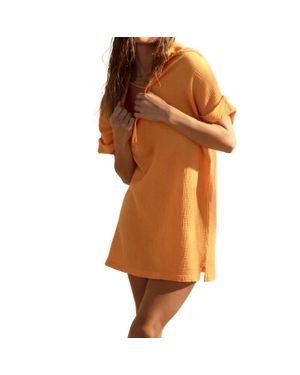 Monrow Gauzed Hooded Coverup Dress - Brown