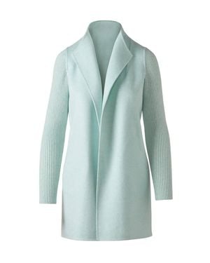 Kinross Cashmere Rib Sleeve Coat - Blue