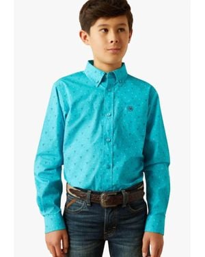 Ariat Boy's Willke Long Sleeve Button Shirt - Blue