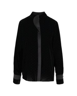 Emporio Armani Dotted Satin Trim Blouse - Black
