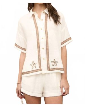 The Workshop Starfish Embroidery Detail Shorts - Natural