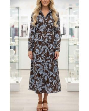 SONYA Printed Maxi Shirt Dress - Black