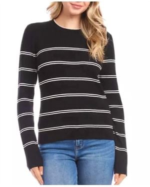 Karen Kane Double Stripe Ribbed Sweater - Black