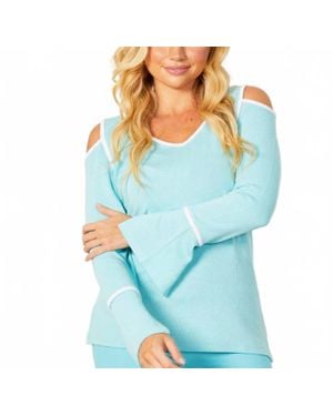 French Kyss Cold Shoulder Contrast Top - Blue