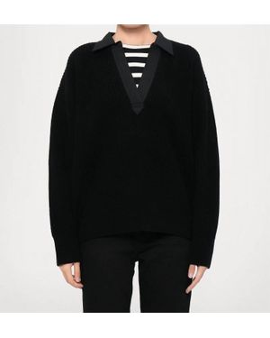 Vanessa Bruno Fleuriane Low-Cut V-Neck Sweater - Black